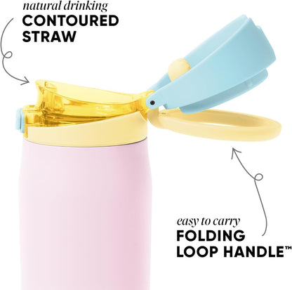 Simple Modern Mesa Loop Water Bottle with Covered Straw and Handle | 24oz Cup Holder Friendly Insulated Stainless Steel Bottles for Travel, Sports and School | Iris Sage - Colors B