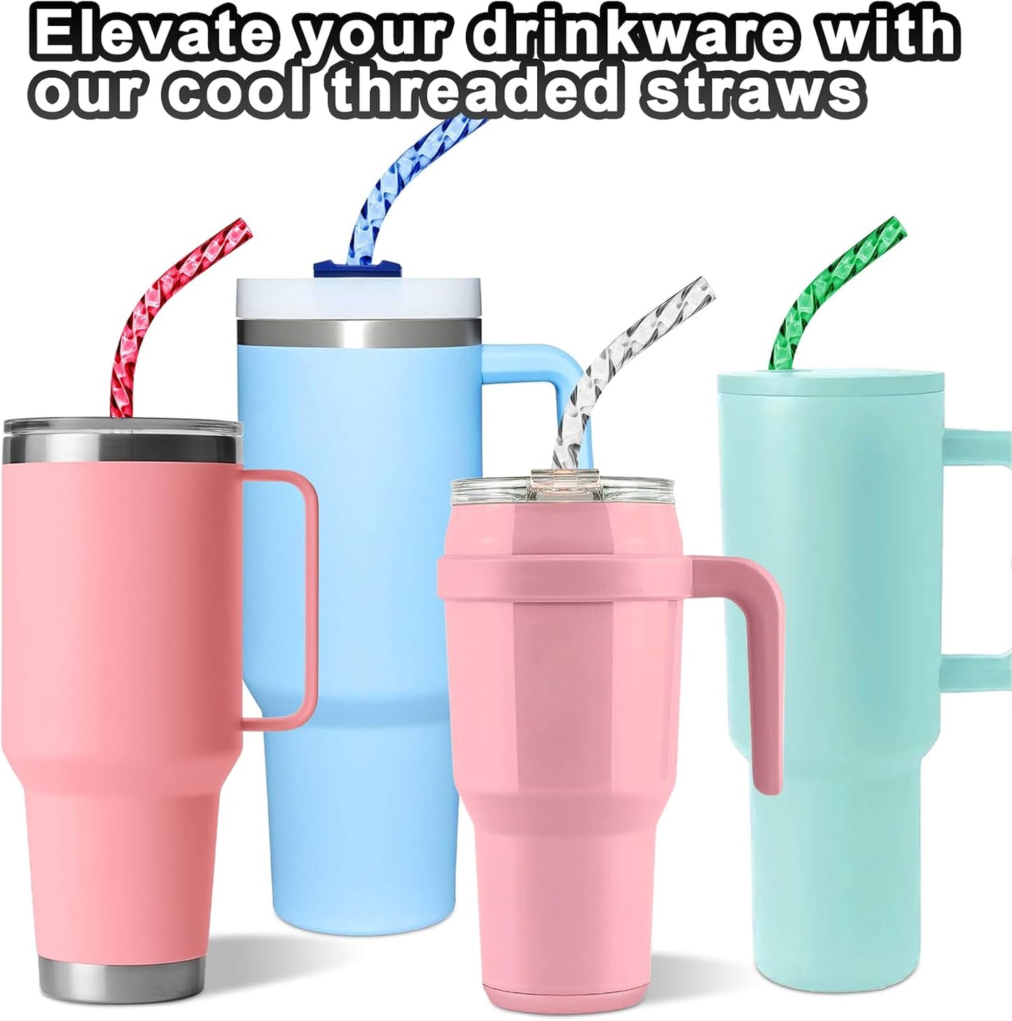 AIERSA 6 Pack Silicone Replacement Straws for Stanley 20 30 40oz Cup,Reusable Straws Compatible 40 oz Stanley Tumbler,Long Straw with Cleaning Brush for Stanley Cup Accessories