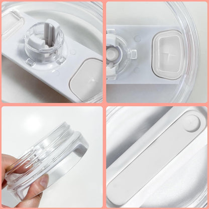 40 OZ Tumbler Lid Replacement Compatible for Stanley Quencher H2.0, 1 Pack BPA Free Clear Lid Replacement for Stanley Cup Accessories(Clear-White)