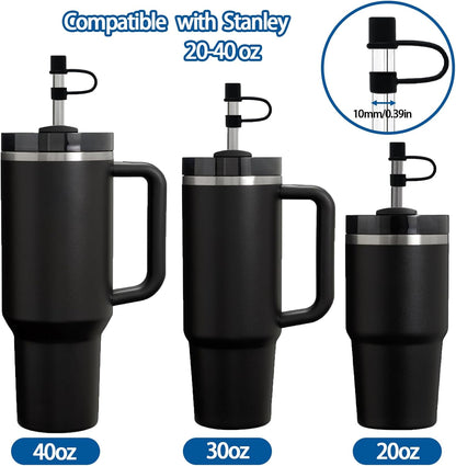 6PCS Silicone Straw Covers Cap Compatible with Stanley Cup 30&40oz Tumbler with Handle 10mm Straw Toppers，Straw Tips Lids Dust-Proof Reusable for Stanley Cup Accessories (White)