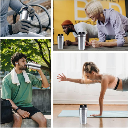 VALESKA 20-Ounce Stainless Steel Protein Shaker Bottle With Wire Whisk - BPA Free, Leak-Proof, Dishwasher Safe, Perfect for Gym Workout