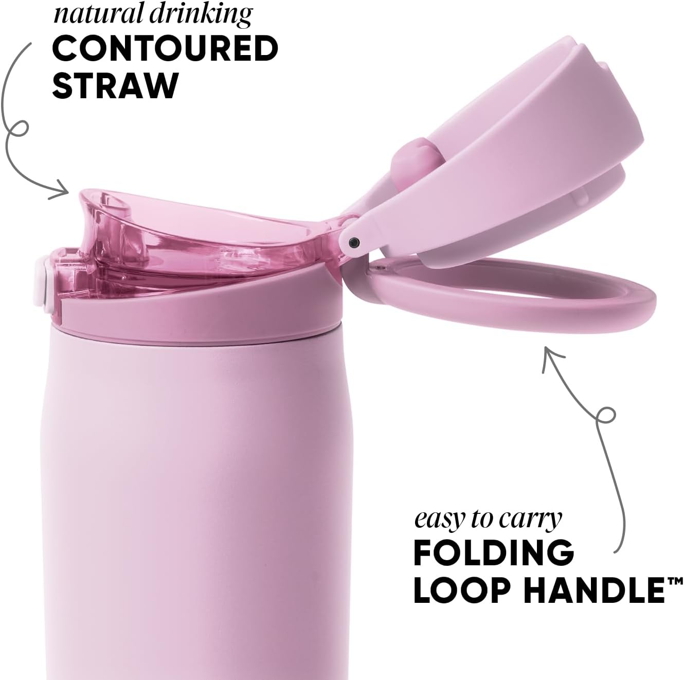 Simple Modern Mesa Loop Water Bottle with Covered Straw and Handle | 24oz Cup Holder Friendly Insulated Stainless Steel Bottles for Travel, Sports and School | Iris Sage - Colors A