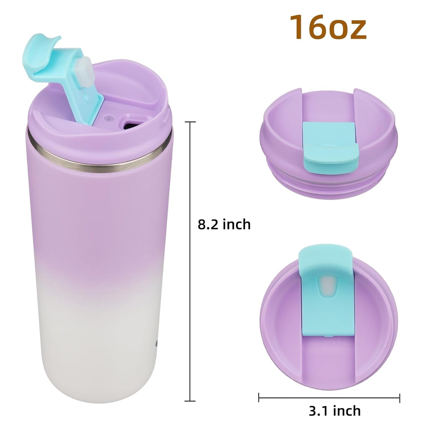 Konokyo Tumbler with Lid, 16 oz Travel Coffee Mug Double Wall Vacuum Stainless Steel Thermal Metal Cup Insulated Water Bottle,Navy Blue