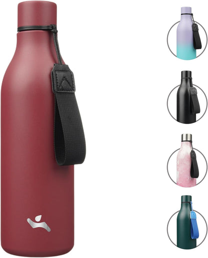 Konokyo Insulated Water Bottle with Strap,18 oz Double Wall Stainless Steel Vacuum Bottles Metal Water Flask,Macaron Green - Colors B