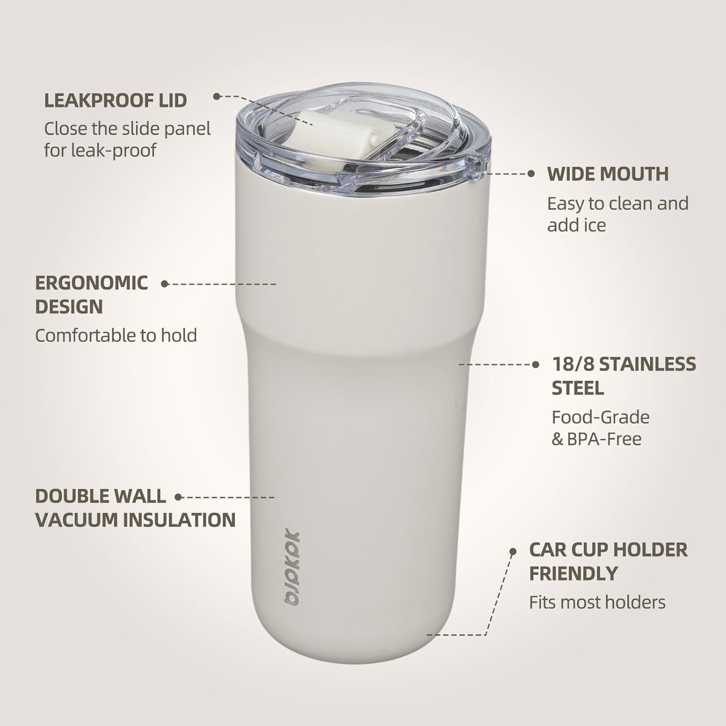 BJPKPK Insulated Tumbler,20oz Stainless Steel Tumbler with lid,Double Wall Travel Coffee Mug Thermal Cup,Keep Drinks Cold and Hot,Lavender