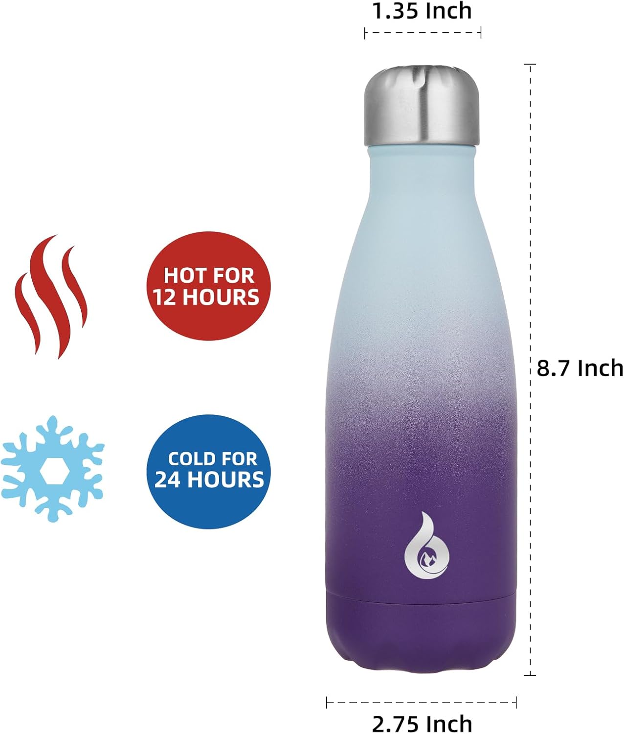 BJPKPK Insulated Water Bottle 12oz Small Stainless Steel Water Bottles Reusable Metal Thermal Keep Cold and Hot,Dreamy Purple - Colors A