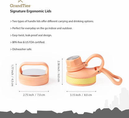 GRANDTIES 2 Lids Sports Stainless Steel Water Bottles – Wide Mouth Vacuum Insulated Reusable Leak Proof BPA-Free Travel Metal Canteen, Thermal Bottles for Men Women Gym (Ivory White 32 oz)