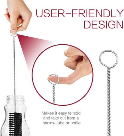 Long Straw Brush Cleaner (10 Pack), Flexible Nylon Tube Cleaning Brushes with 0.4" Bristles, Rust-Proof Stainless Steel Wire Washer for Reusable Tumblers, Sports Bottles & Pipes (10 Inch)