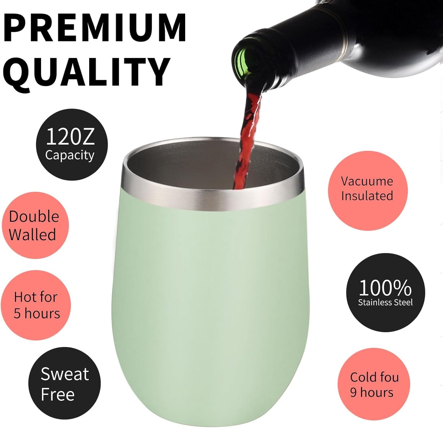 12oz/4 Pack Wine Tumbler Glasses with Lid Stemless Double Wall Vacuum Stainless Steel Travel Tumbler Keeping Cold & Hot for Wine,Coffee,Cocktails,Drinks-Family and Gifts (Multi color-dark)