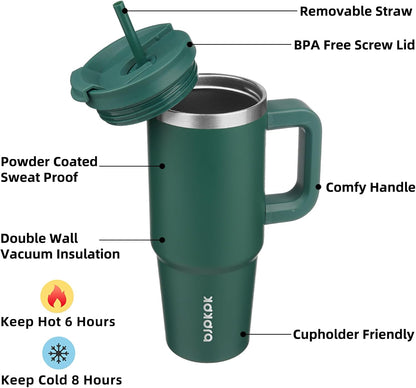 BJPKPK 30oz Stainless Steel Insulated Tumbler With Handle And Lid Straw Travel Coffee Mug Thermal Cup,Black
