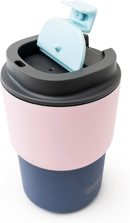 asobu Ultimate Ceramic Travel Mug, 12oz Insulated Stainless Steel Coffee Cup with Handle & Splash-Resistant Lid, Ceramic Lined for Pure Taste, BPA-Free, Double-Wall Vacuum for Hot Drinks