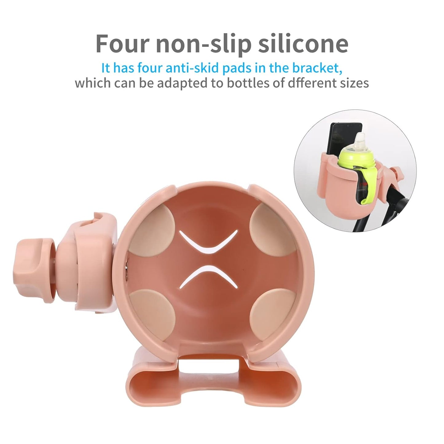 Suranew Universal Stroller Cup Holder, Adjustable Drink Holder with Phone Holder for Baby Stroller, Wheelchair, Walker, Bike, Scooter, Gifts for Family Member.