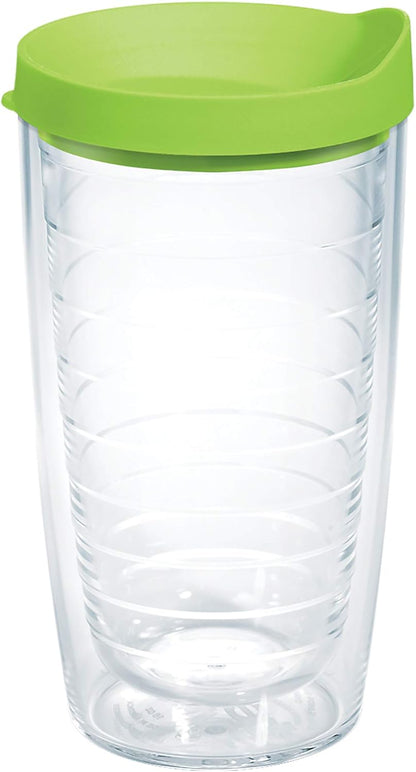 Tervis Clear & Colorful Lidded Made in USA Double Walled Insulated Tumbler Travel Cup Keeps Drinks Cold & Hot, 24oz, Black Lid, 1 Count (Pack of 1)