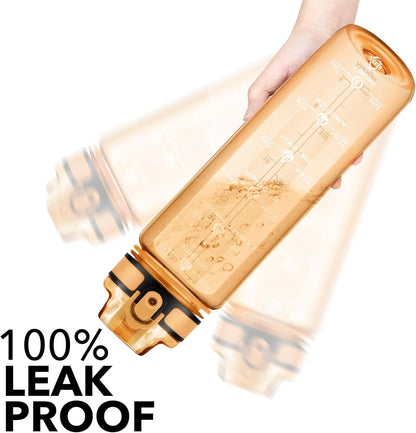 32oz Water Bottle with Time Marker, Motivational Drinking Bottle with Strap, BPA-Free Leak-Proof, Encouraging Water Bottle Time to Drink Water for Gym School Office Travel