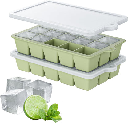 Silicone Ice Cube Tray 3 Pack, HANCELANT Ice Cube Mold, Ice Trays for Freezer with Lid for Whiskey, Baby Food, BPA Free, Easy Release