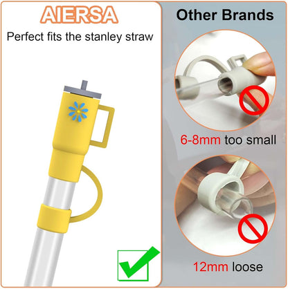 AIERSA 5Pcs Silicone Straw Cover Cap Compatible with 30&40 Oz Tumblers, Straw Tip Covers for Cups Accessories
