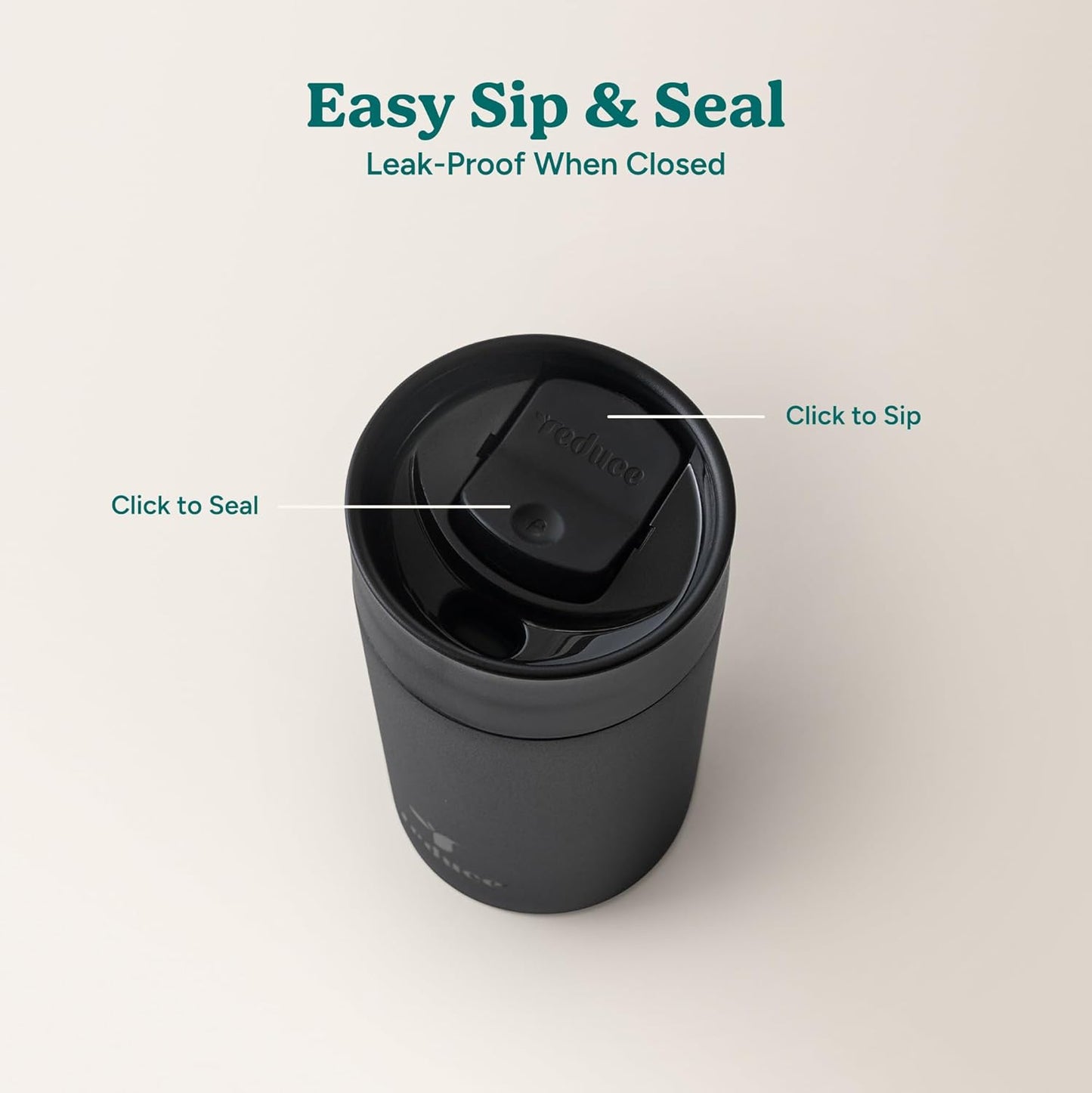 REDUCE Perk 10oz Insulated Coffee Tumbler – Leak-Proof with Lockable Lid and Vacuum Insulation–Durable Stainless Steel–Fits Car Cup Holders–One-Handed Travel Mug in Sand Leopard Print-Gentle Lavender