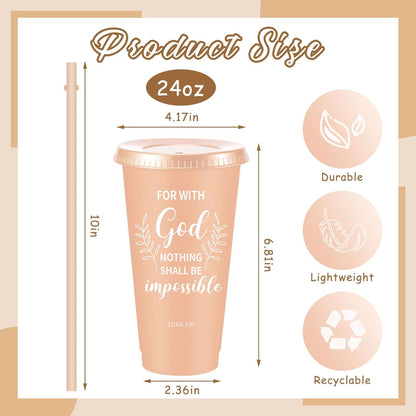 Uiifan 30 Pcs Christian Gifts Cups Bulk for Women, 24oz Bible Verse Christian Tumblers with Lids and Straw, Religious Church Gifts for Mother's Day (Fresh Color,Bible)