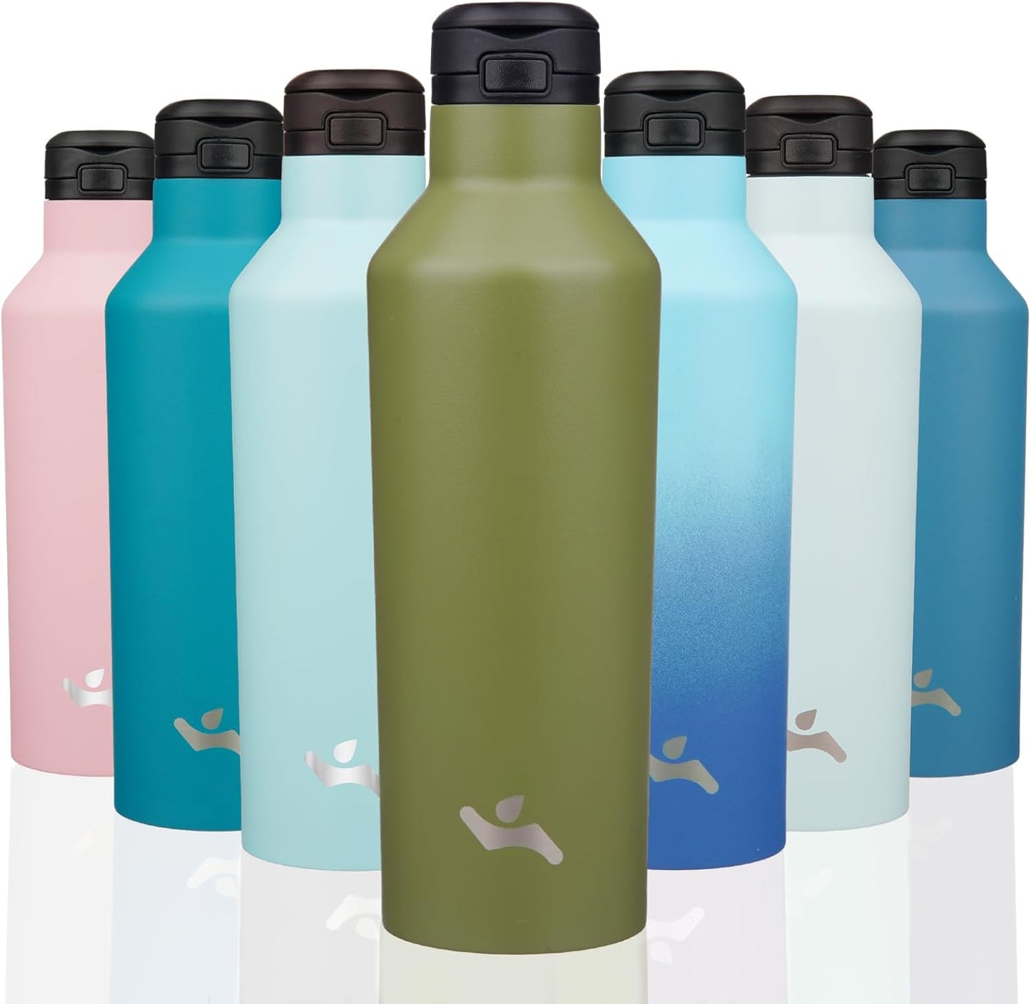 Konokyo Insulated Water Bottle with Straw,25 OZ Double Wall Vacuum Stainless Steel Water Flask with 2 Lids,Black