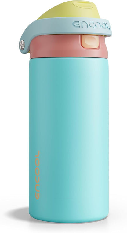 ENCOOL Leakproof Insulated Water Bottle with Straw Dual-Sip Water Bottle Bag-Safe Design for Work, Commute & Gym – Keeps Drinks Cold All Day, 24 oz, Lemonade Pink - Colors A