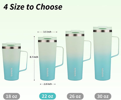 BJPKPK Insulated Tumbler with Handle, 18oz Insulated Tumblers with Lid and Straw, Stainless Steel Metal Water Bottles, Coffee Travel Mugs, Cups, Marshmallow