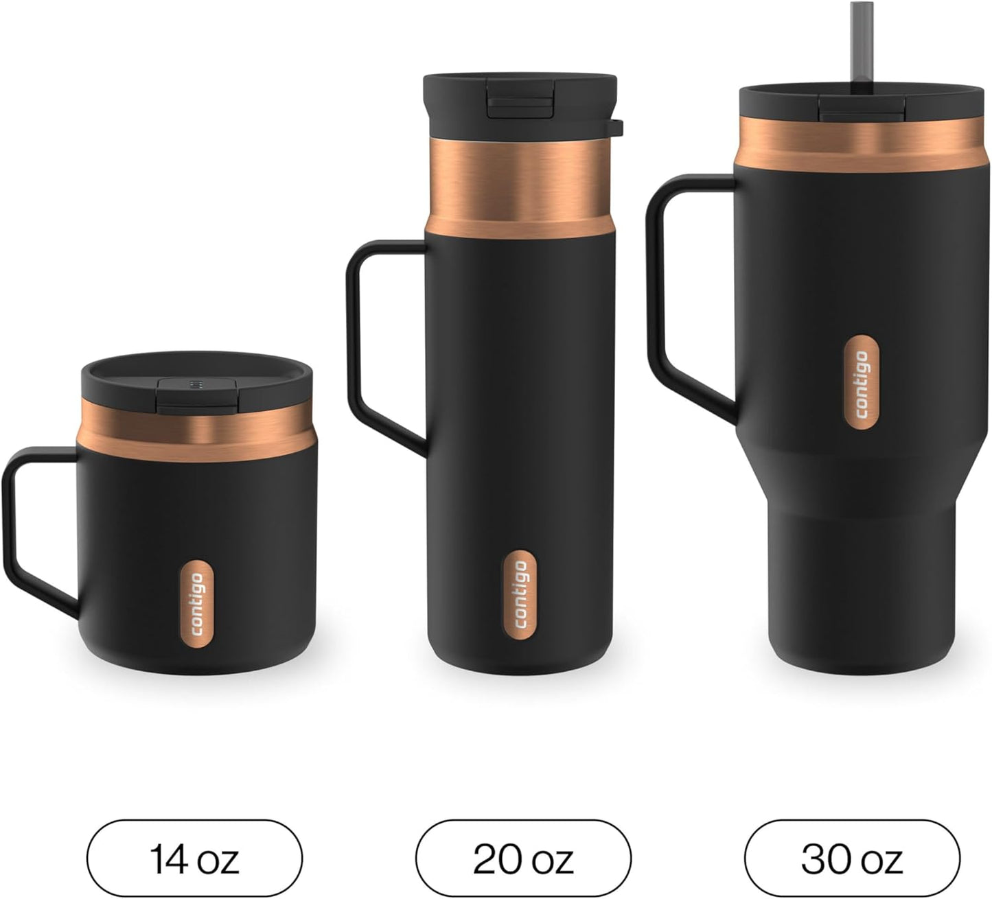 Contigo SnapSeal 30 oz Stainless Steel Vacuum-Insulated Tumbler with Handle & Reusable Straw, Leakproof AutoClose Lid, Cup Holder Friendly, BPA-Free & Lead-Free, Dishwasher Safe