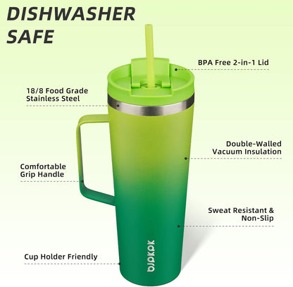BJPKPK Insulated Tumbler with Handle, 18oz Insulated Tumblers with Lid and Straw, Stainless Steel Metal Water Bottles, Coffee Travel Mugs, Cups, Marshmallow