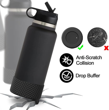 WUQID Water Bottle Boot, Diamond Silicone Boot Compatible with Stanleyy Tumbler 20-40oz & Hydroo Flask Bottle 12oz-24oz, Reduces Dents Sleeve Cover for More Bottles/Tumblers Bottom of 2.83-2.95in