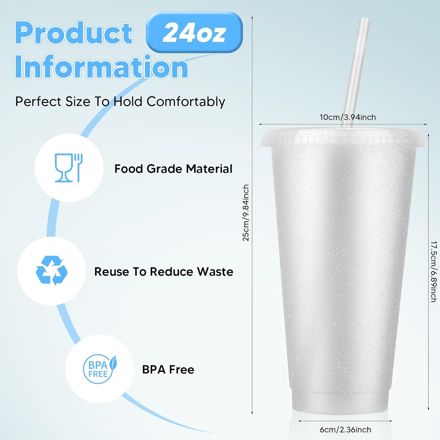 24 Pack Plastic Tumblers with Lids and Straw, Reusable Cups with Lids and Straws Colorful Cups for Cold Drink Iced Coffee, Plastic Tumbler Bulk for Party Birthday Gifts (24 oz, Stylish Colors)