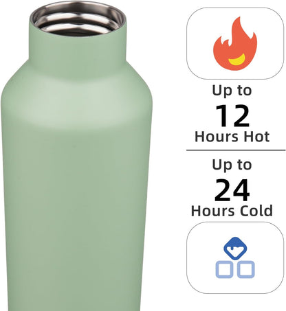 Konokyo Insulated Water Bottle with Straw,25 OZ Double Wall Vacuum Stainless Steel Water Flask with 2 Lids,Black