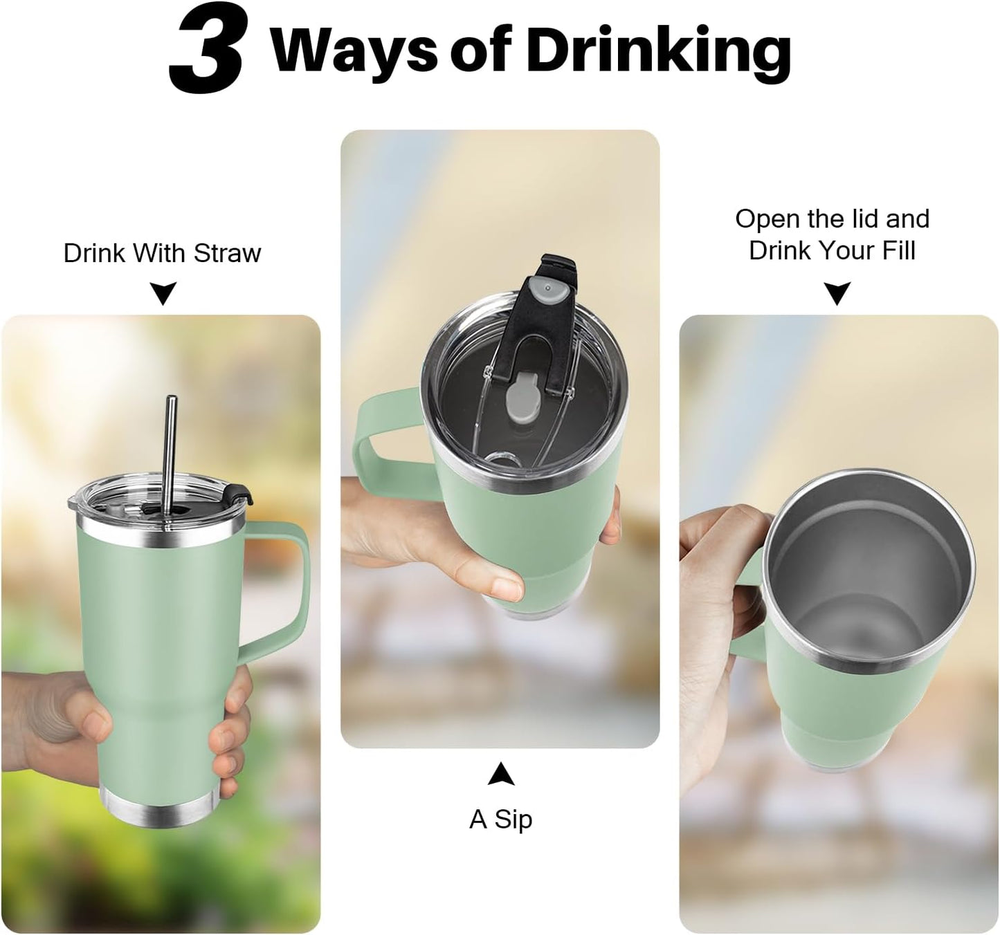 20 oz Tumbler with Handle, Stainless Steel Insulated Tumbler with Lid and Straw, Double Wall Vacuum Coffee Mug Tumbler, Insulated Coffee Thermal Cup for Cold and Hot (Light Purple)