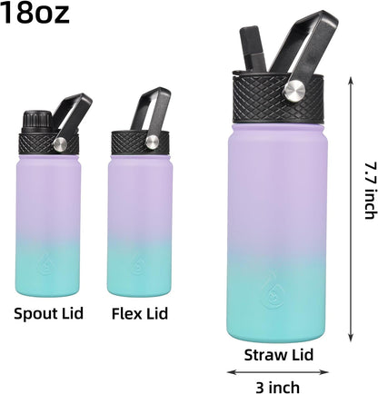 BJPKPK Insulated Water Bottles with Straw Lid, 40oz Stainless Steel Water Bottles with 3 Lids, BPA Free Leakproof Thermo, Tumblers, Cups for Sports, Gym- Midnight - Colors B