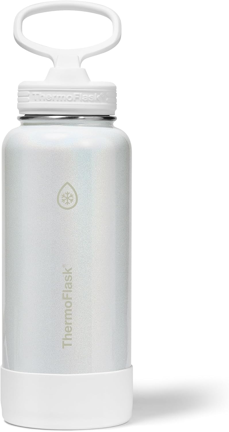 ThermoFlask Insulated Water Bottle with Spout Lid (24 oz, Lemonade Stand) - Leakproof, Stainless Steel Water Bottle for Cold & Hot Drinks, Travel & Daily Hydration