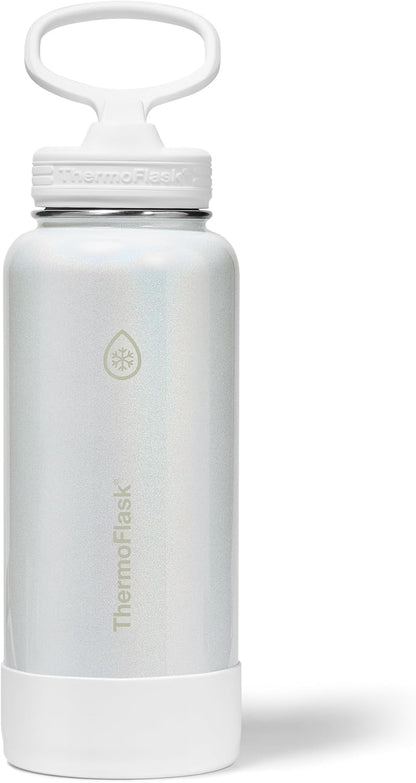 ThermoFlask Insulated Water Bottle with Spout Lid (24 oz, Lemonade Stand) - Leakproof, Stainless Steel Water Bottle for Cold & Hot Drinks, Travel & Daily Hydration