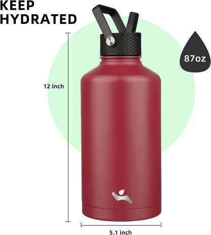 Konokyo 22oz Stainless Steel Bottles with 3 Lids Sport Insulated Water Bottle,Mint