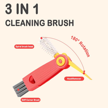 3 in 1 Cup Lid Gap Cleaning Brush Set, 3PCS Multifunctional Bottle Cleaner Bottle Cleaning Brush for Bottle Gaps Home Kitchen Cleaning Tools Mixed Colors