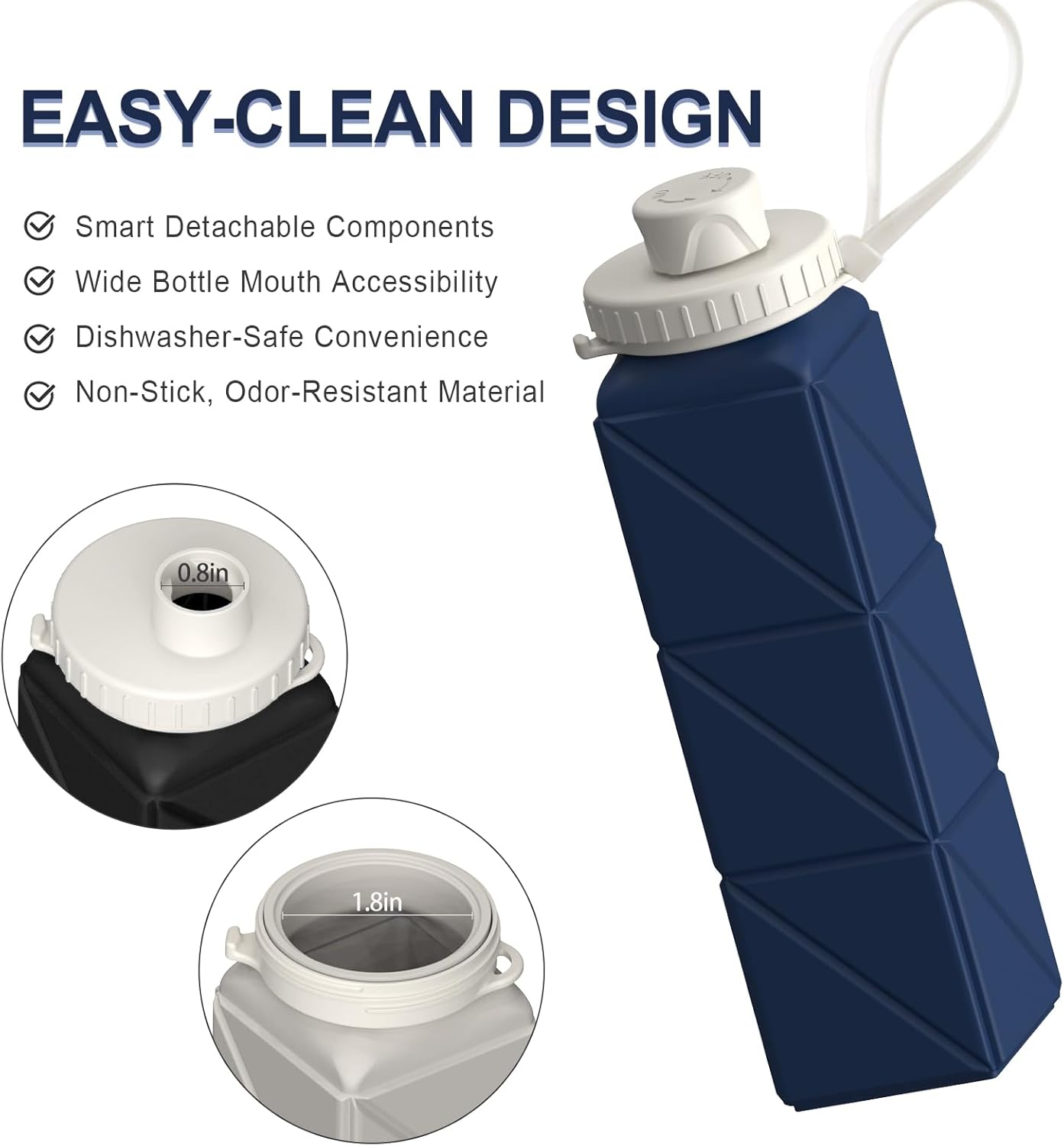 BEAUTAIL Collapsible Water Bottles 20.6oz, Silicone Foldable Portable Travel Water Bottle, Lightweight Reusable Leakproof for Traveling Camping Hiking Cycling Yoga Sports Outdoor