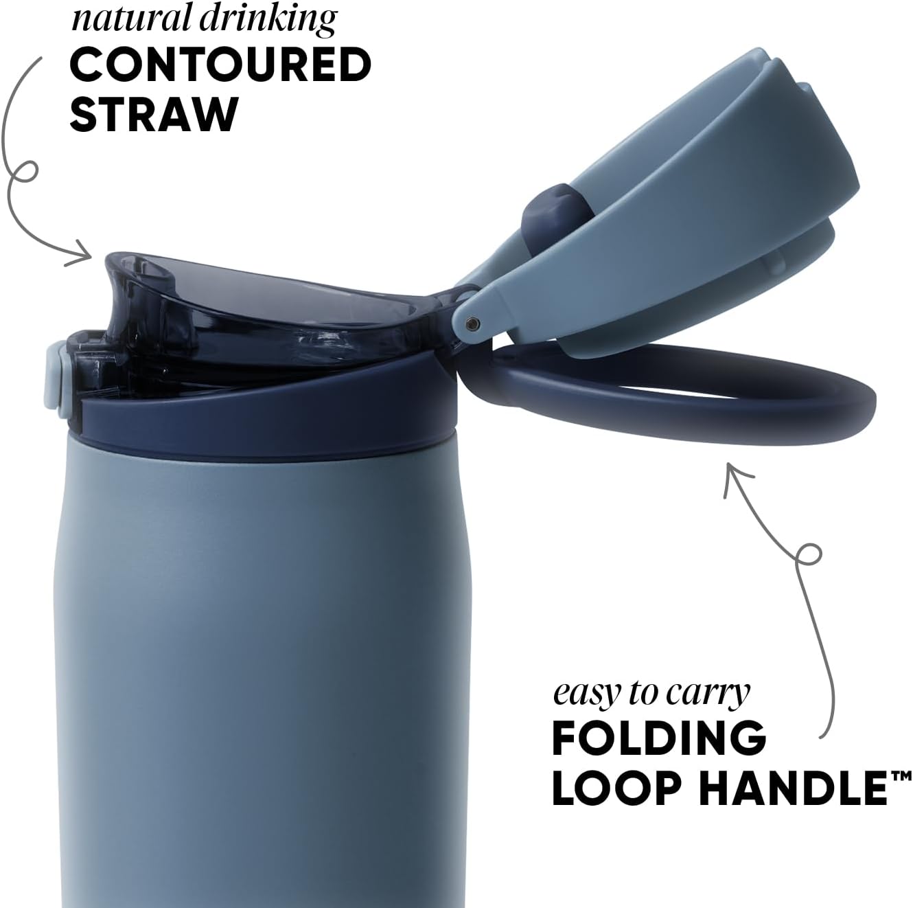 Simple Modern Mesa Loop Water Bottle with Covered Straw and Handle | 24oz Cup Holder Friendly Insulated Stainless Steel Bottles for Travel, Sports and School | Iris Sage - Colors B