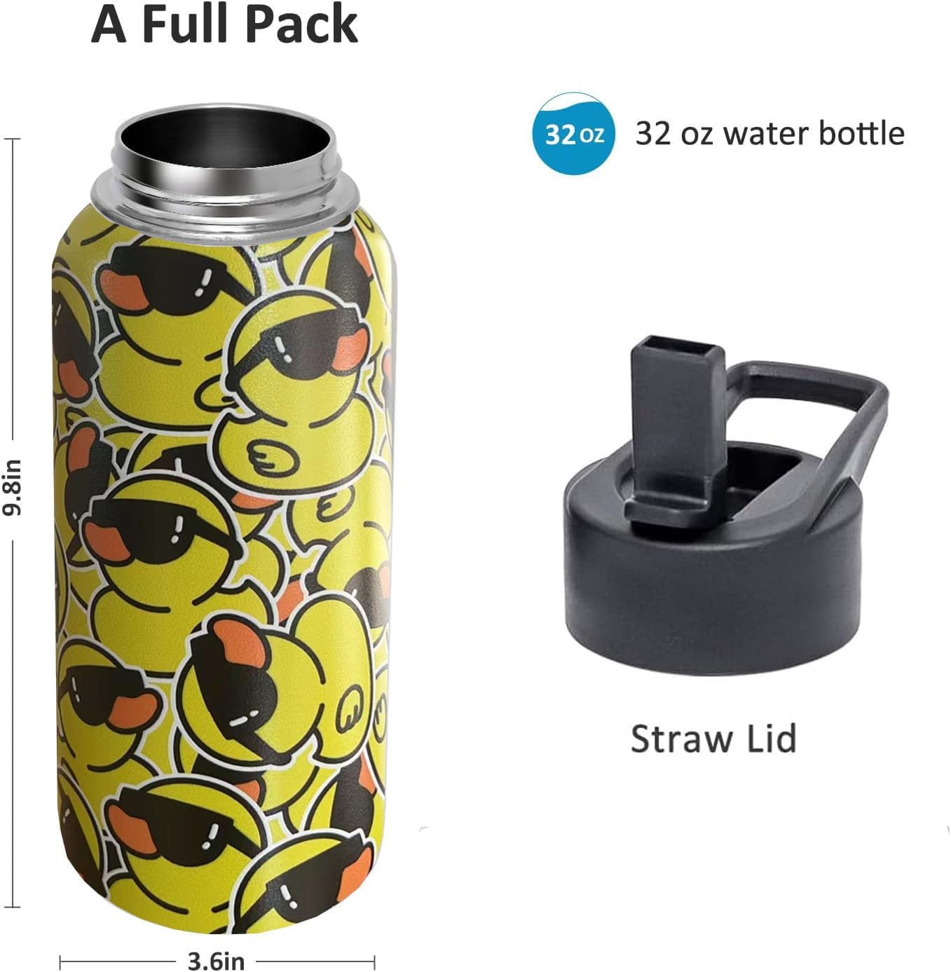 32oz Pickleball Water Bottle Insulated Vacuum Stainless Steel Tumbler Travel Mugs With Straw for Game Sport,Pickleball Accessories