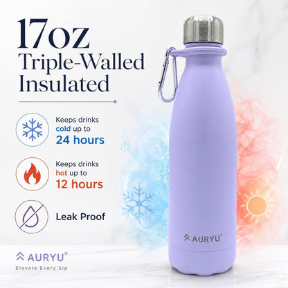 Best in Class Triple-Walled Insulated Stainless Steel Water Bottle, Keeps your Drinks Cold for up to 24 Hours and Hot for up to 12 Hours, Leak Proof, Make a Difference in the World, Black, 17oz