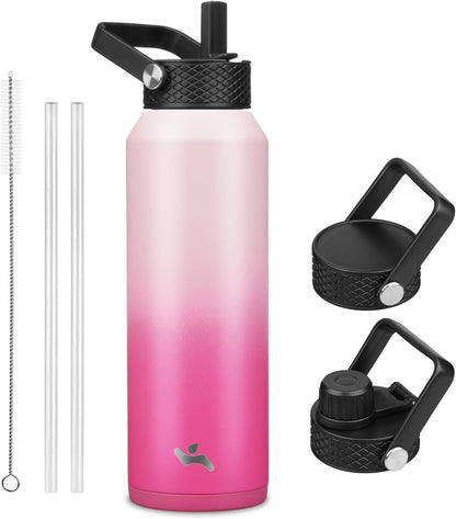 Konokyo 22oz Stainless Steel Bottles with 3 Lids Sport Insulated Water Bottle,Mint