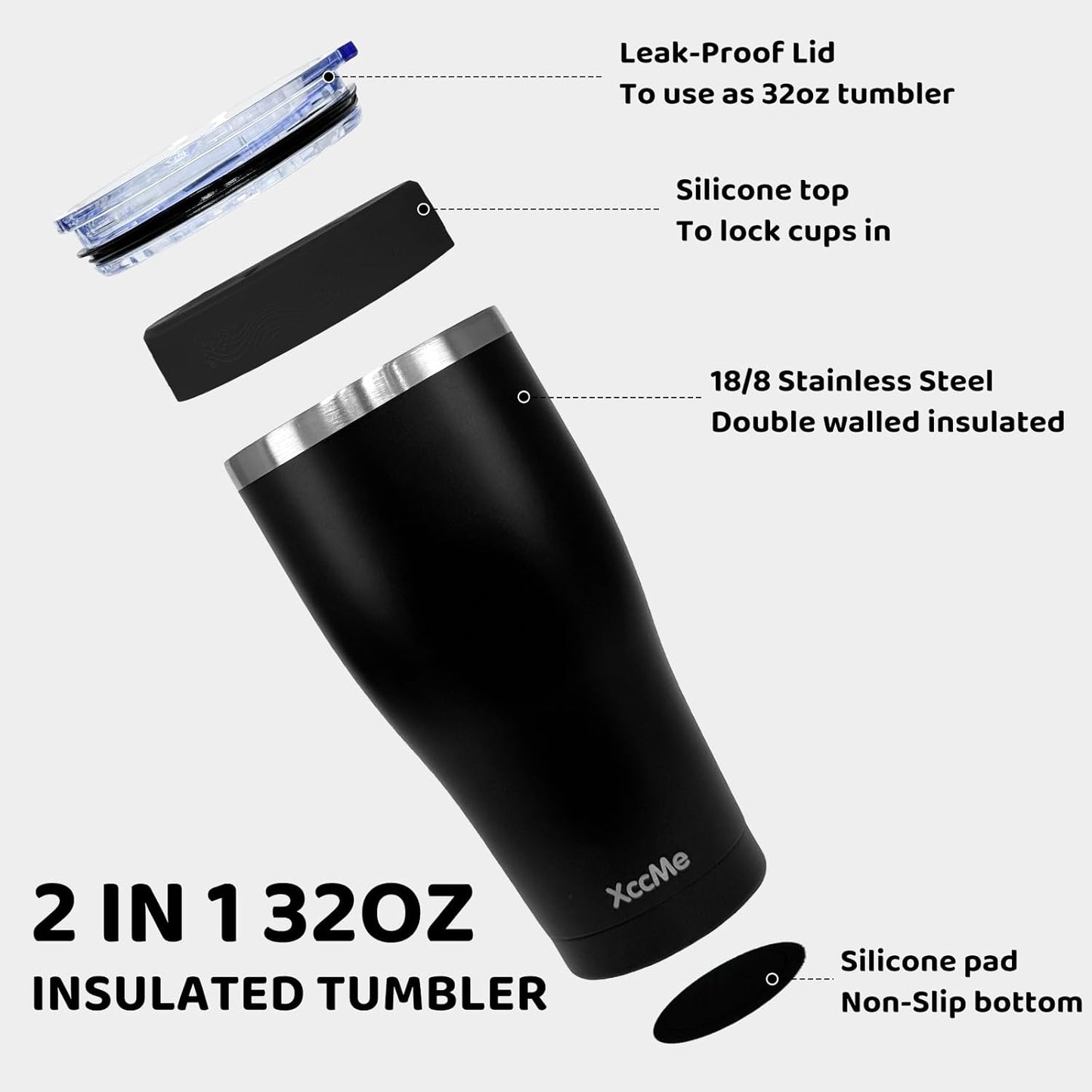 Universal Iced Coffee Sleeve,32oz Double Wall Stainless Steel Insulator Fits 16-32oz Starbucks/Dunkin/McDonalds Cups,Reusable Iced Coffee Cup Holder,Leak-Proof Tumbler for Hot,Cold Drink