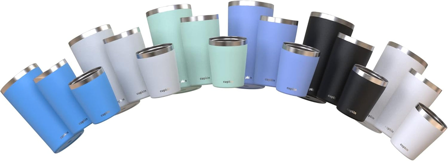CUPKIN Stainless Steel Insulated Tumbler with Lid and Straw, 20 oz Stainless Steel Cups, Set of 2 Travel Coffee Mug for Adults, Iced Coffee Cup with Lid, Tumbler for Travel (Coral + Yellow)