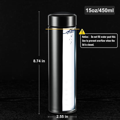 PARACITY Insulated Water Bottle,15 oz Stainless Steel Thermo, Double Wall Vacuum Water Bottle, Metal Water Bottle Keeps Hot for 12 Hrs, Cold for 24 Hrs, for Coffee, Drinks