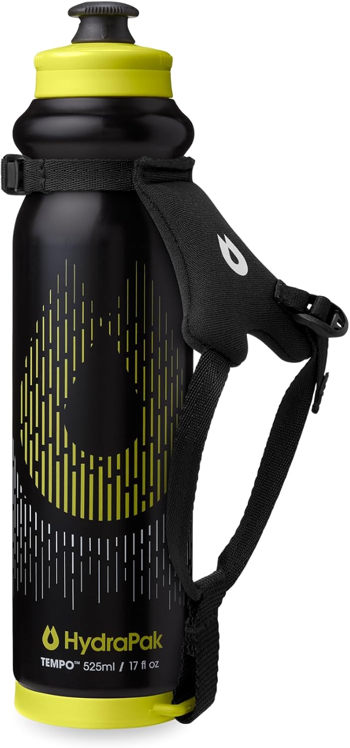 HydraPak Tempo Pro 525ml - Handheld Running Squeeze Bottle for Training and Race Day Hydration with Removable Strap (525ml/17oz) - White