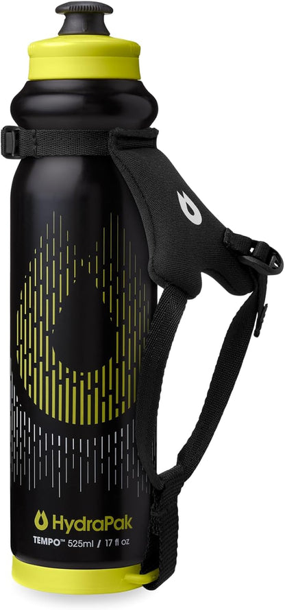 HydraPak Tempo Pro 525ml - Handheld Running Squeeze Bottle for Training and Race Day Hydration with Removable Strap (525ml/17oz) - White