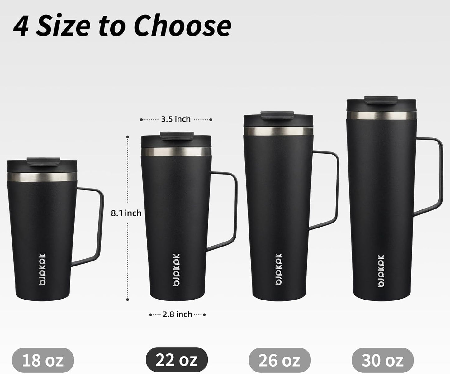 BJPKPK Insulated Tumbler with Handle, 18oz Insulated Tumblers with Lid and Straw, Stainless Steel Metal Water Bottles, Coffee Travel Mugs, Cups, Marshmallow