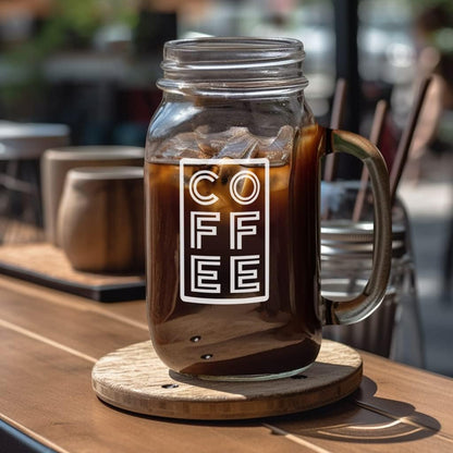 ANOTION Mason Jar Iced Coffee Cup with Lid and Straw, 24oz Regular Mouth Mason Jars with Handle Glass Coffee Drinking Glasses Tumbler Reusable Cups Bottles for Iced Coffee Cups for Travel Office Home