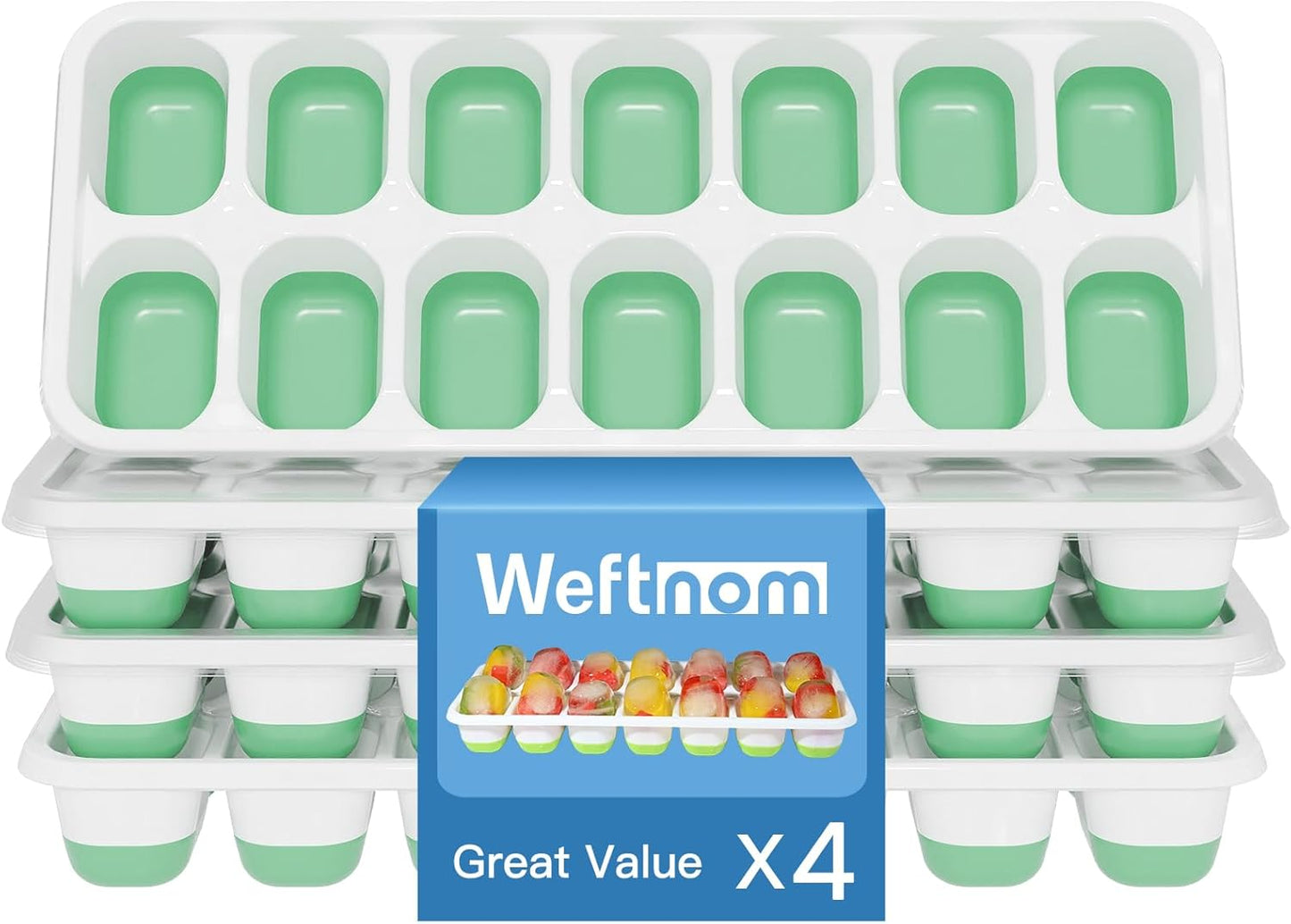 Ice Cube Tray with Lid, 3 Pack Silicone Easy-Release Ice Trays for Freezer, Stackable Ice Cube Molds for Drinks, Cocktails, Whiskey, Coffee - BPA-Free and Odor-Free,Ice Cube Trays for Freezer