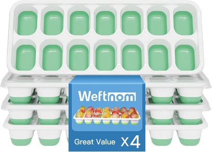 Ice Cube Tray with Lid, 3 Pack Silicone Easy-Release Ice Trays for Freezer, Stackable Ice Cube Molds for Drinks, Cocktails, Whiskey, Coffee - BPA-Free and Odor-Free,Ice Cube Trays for Freezer